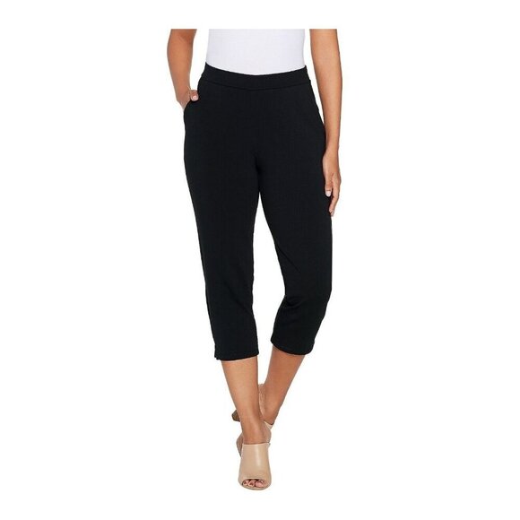 Susan Graver Weekend Premium Stretch Pull-On Capri Leggings Black,Large - Picture 1 of 1